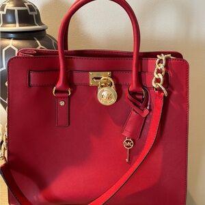 Michael Kors Hamilton Red Crossbody Bag with Gold Accents NEW with tags!